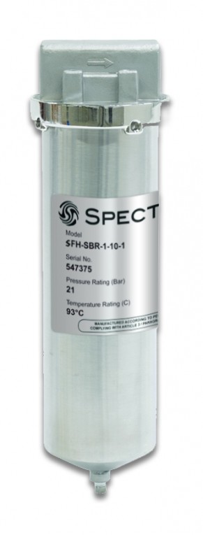 SFH-RVS 316L filterbehuizing voor een 10 inch filterkaars met 1