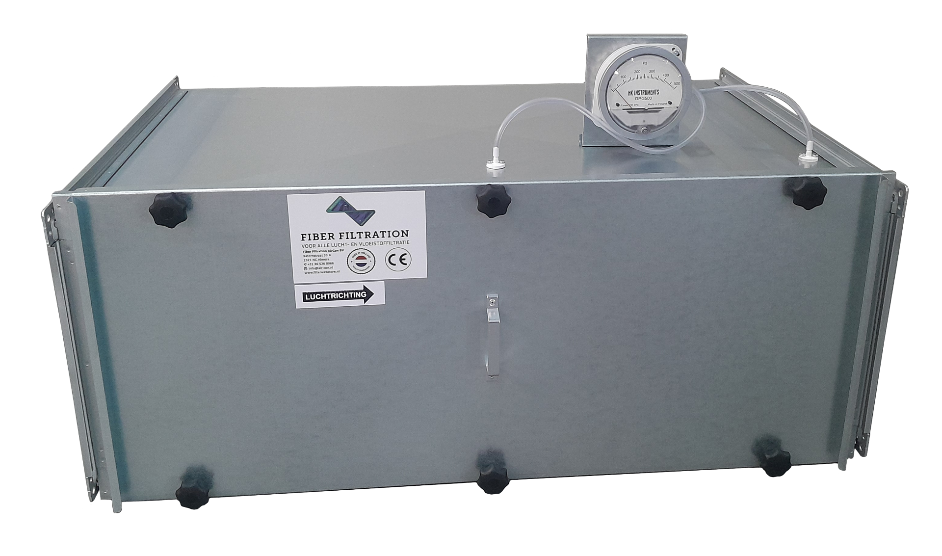 Filterbox voor actief kool patronen AK1224 inclusief 2 conische verloopstukken (max. capaciteit 1250 m3/uur) - Filterboxen voor actief kool patronen - De online winkel Fiber Filtration AirCon BV webshop voor luchtfilters en waterfilters - webshop Luchtfilters en Vloeistoffilters